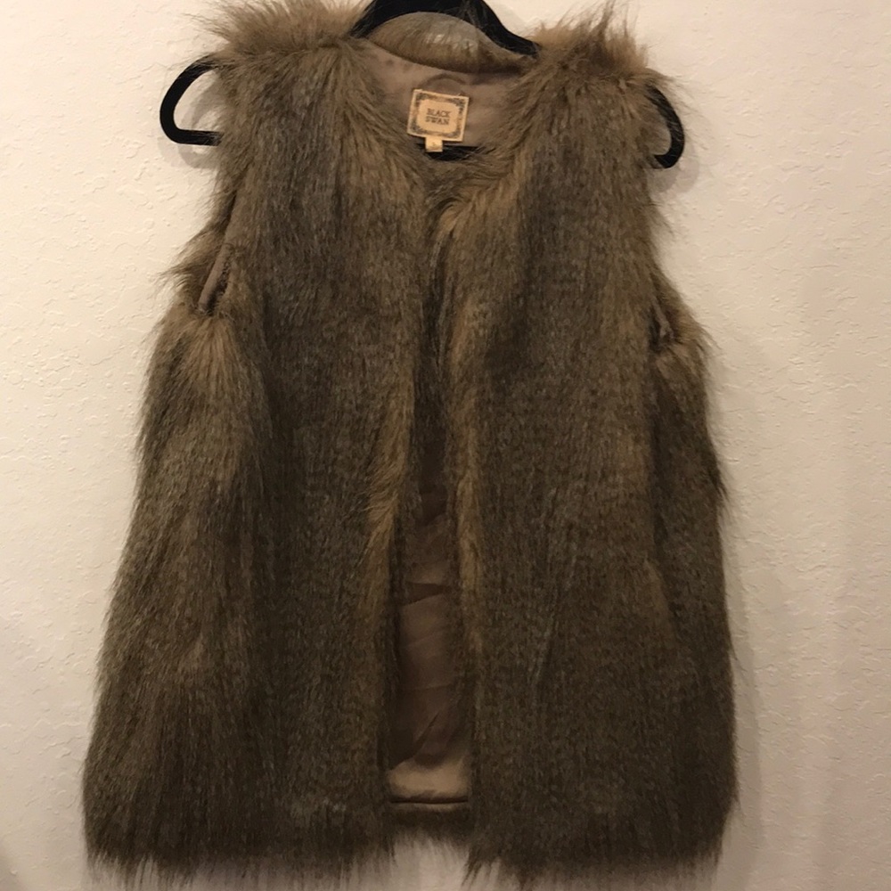 BLACK SWAN faux fur vest sleeveless lined Large